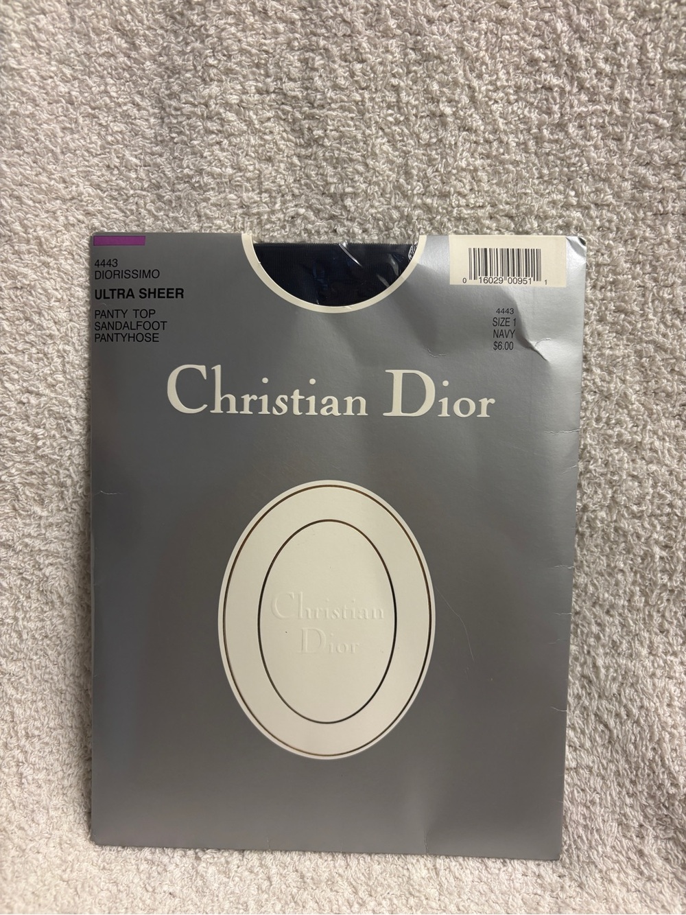 VTG Christian Dior Diorissimo Ultra Sheer Navy Panty Top Sandalfoot Pantyhose 1S